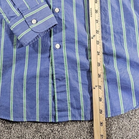 J Crew Secret Wash Classic Fit Blue,Green Stripe Button Down Shirt Men's Medium - Picture 6 of 9